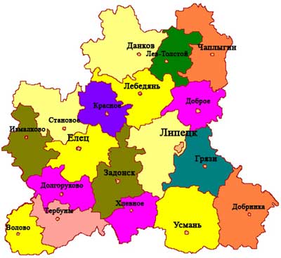 Карта: Липецкая область